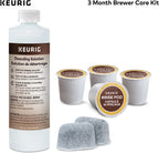Keurig K-Mini Single Serve K-Cup Pod Coffee Maker, Poppy Red &amp; 3-Month Brewer Maintenance Kit Includes Descaling Solution, Water Filter Cartridges &amp; Rinse Pods, 7 Count