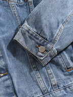 mens cotton button front outdoor stylish detachable hooded denim jacket with pocket