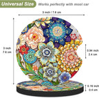 Nipichsha Car Cup Holder Coasters, Car Coasters for Cup Holders, 2 Pack Universal Anti Slip Insert Coaster, Rubber Car Cup Mat with A Finger Notch, Cute Car Interior Accessories for Women Men(Mandala)