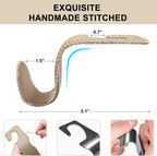 EldHus Seat Hooks for Purses and Bags, 2 Pack Car Purse Holder for Grocery Bag Handbag Clothes, Metal Headrest Hooks Covered by Leather, Beige