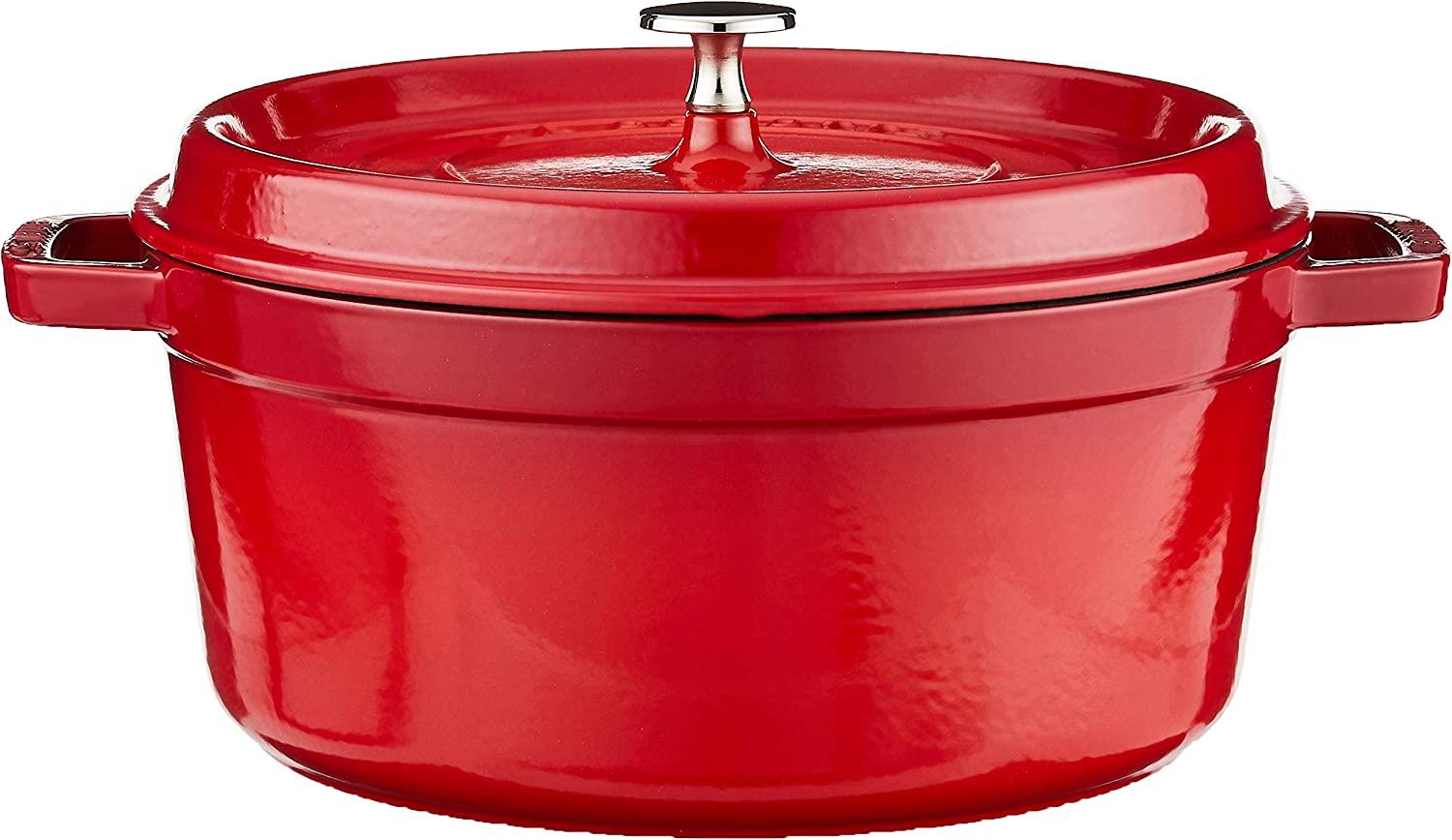 Staub Cast Iron 5.5-qt Round Cocotte - Cherry, Made in France