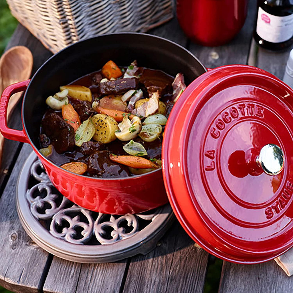 Staub Cast Iron 5.5-qt Round Cocotte - Cherry, Made in France