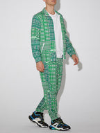 mens all over letter dot print zip jacket street two pieces outfits