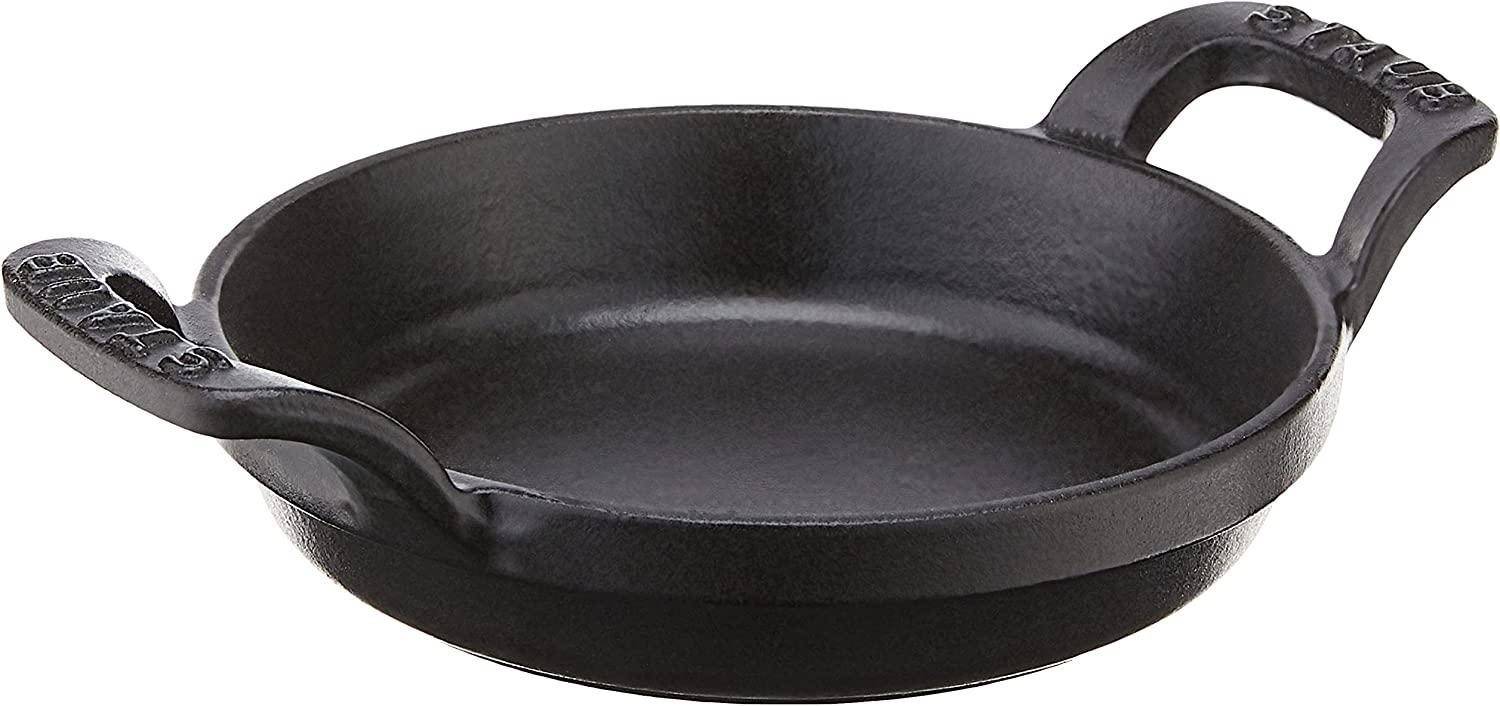 Staub Cast Iron 4.5-inch Mini Round Gratin Baking Dish - Matte Black, Made in France