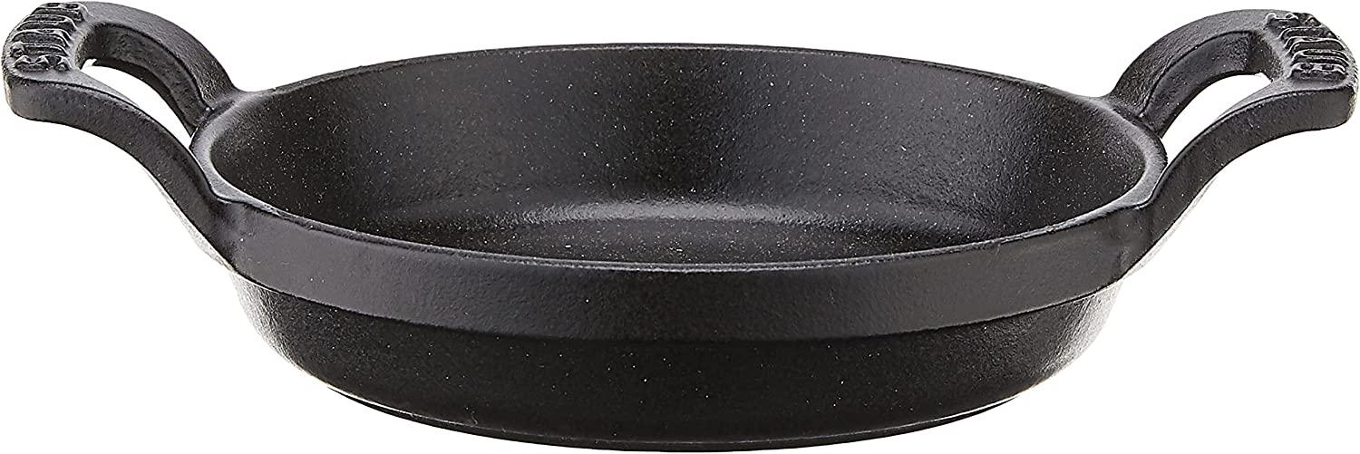 Staub Cast Iron 4.5-inch Mini Round Gratin Baking Dish - Matte Black, Made in France