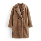 double breasted faux fur coat