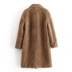 double breasted faux fur coat