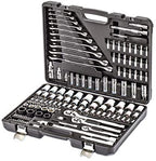 DENZEL Tool kit 140pcs [ Ratchet combination 1/4, 3/8, 1/2 inch ] [ 4 Extension Bar ] [ Connection Scuare, Spinner, Bit Adapter, Socket Adapter ] Socket and bits (7714100)