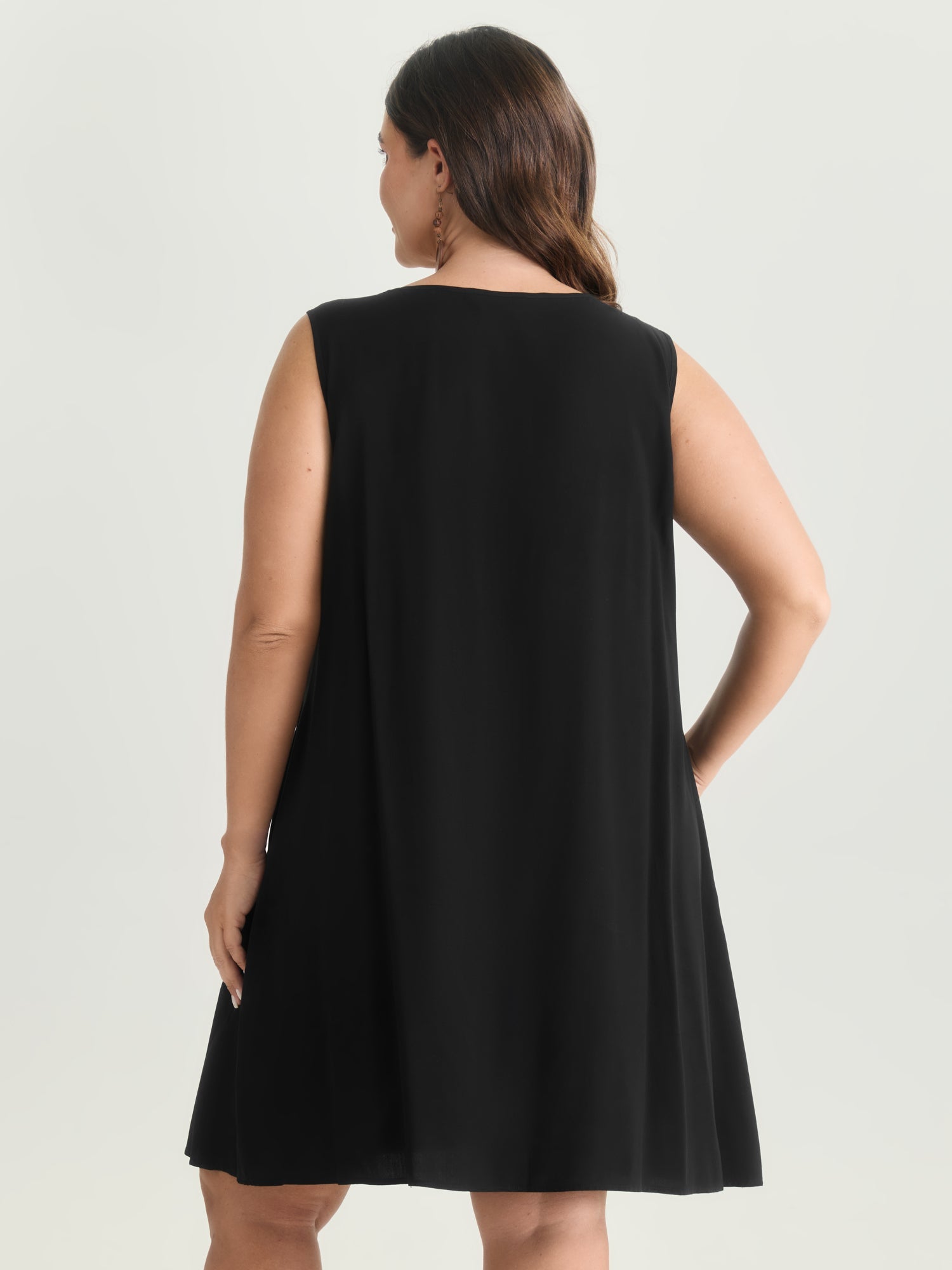 Boho Embroidered Neckline Sleeveless Mini Dress