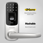 Satin Nickel Bluetooth Enabled Fingerprint and Touchscreen Smart Door Lock
