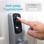 Satin Nickel Bluetooth Enabled Fingerprint and Touchscreen Smart Door Lock
