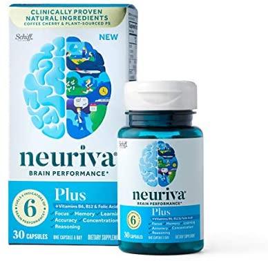 NEURIVA Plus Capsules (30ct) - Supports Focus, Memory, Learning, Accuracy, Concentration & Reasoning (CASE Pack of 12)
