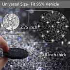2pcs Bling Car Cup Holder Coaster, 2.75 inch Anti-Slip Shockproof Universal Fashion Vehicle Car Coasters Insert Bling Crystal Rhinestone Auto Automotive Interior Accessories for Women (2 pcs, Black)