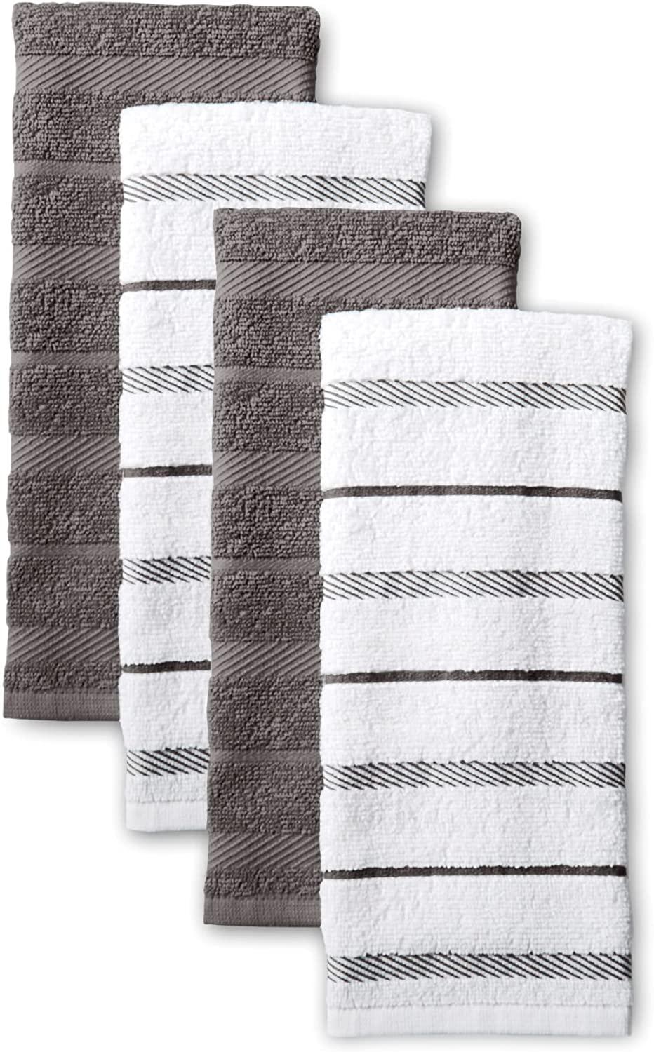 KitchenAid Albany Kitchen Towel Set, Set of 4, Charcoal Grey 4 Count