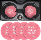 8sanlione Car Cup Coaster, 4Pcs 2.75 Inch Auto Cup Holder Insert Coasters, Non-Slip Waterproof Embedded Drink Mat, Automotive Interior Accessories for Men and Women (D Pink/4PCS)