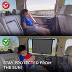 EcoNour Car Window Covers for Baby (2 Pack) | Retractable Car Window Shades for Protecting Kids, Passengers &amp; Pets from Harmful Sun Rays | Car Sun Shade for Trucks | XXL (22”x24”)