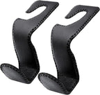 EldHus Headrest Hooks for Purses and Bags, 2 Pack Seat Hooks for Grocery Bag Handbag, Metal Car Purse Holder Covered by Leather