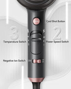 Wavytalk Ionic Hair Blow Dryer with Diffuser for Curly Hair Professional Salon Attachment Diffuser and Concentrator Nozzle for Women Styling Natural
