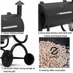 2021 Pellet Grill 8 in 1 BBQ Smoker Digital Control ZPG-550B