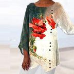 Fashion Round Neck Long Sleeve Printed Top