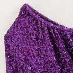one shoulder sequined cropped blouse