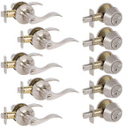 5-Bennett Satin Nickel Entry Door Levers and 5-Satin Nickel Single Cylinder Deadbolt All Keyed Alike