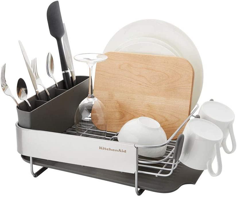 KitchenAid Stainless Steel Wrap Compact Dish Rack, 16.06-Inch, Gray