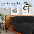 LuxClub 6 PC King Size Sheet Set Bamboo Sheets Deep Pockets 18" Eco Friendly Wrinkle Free Cooling Sheets Machine Washable Hotel Bedding Silky Soft - Black King