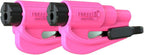 resqme Pack of 2,The Original Emergency Keychain Car Escape Tool, 2-in-1 Seatbelt Cutter and Window Breaker, Made in USA, Pink - Compact safety hammer