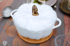 Staub Cast Iron 3.5 Qt Pumpkin Dutch Oven, Cocotte, White, Made in France