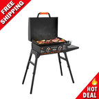 Outdoor Camping Adventure Ready 22" Griddle with Hood Stand Adapter Hose NEW
