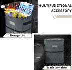 HOTOR Car Trash Can, Multifunctional Car Accessory for Interior Car Stuff Storage with Compact Design, Waterproof Car Organizer and Storage with Adjustable Straps, Magnetic Snaps (Gray)