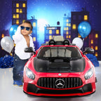 2023 Mercedes GT AMG 12V Battery Powered Motorized Ride on Toy Car with  in LCD TV, LED Lights, Leather Seat
