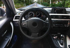 Valleycomfy Steering Wheel Covers Universal 15.75 inch - Genuine Leather, Breathable, Anti Slip &amp; Odor (Black with Black Lines, L(15" 1/2-16"))