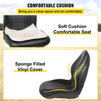 Universal Lawn Tractor Seat Replacement, Compact High Back Mower Seat, Black Vinyl Forklift Seat, Central Drain Hole Skid Steer Seat with Mounting Bolt Patterns of 8" x 11.5" & 11.25" x 11.5"