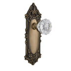 Victorian Plate 2-3/8 in. Backset Antique Brass Privacy Bed/Bath Crystal Glass Door Knob