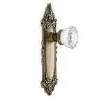 Victorian Plate 2-3/8 in. Backset Antique Brass Privacy Bed/Bath Crystal Glass Door Knob