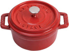 Staub Cast Iron 0.25-qt Mini Round Cocotte - Cherry, Made in France