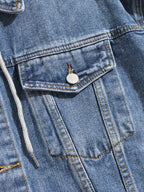 mens cotton button front outdoor stylish detachable hooded denim jacket with pocket