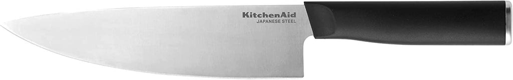 KitchenAid Classic Chef Knife with Custom-Fit Blade Cover, 8-inch, Sharp Kitchen Knife, High-Carbon Japanese Stainless Steel Blade Blade, Black