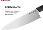 KitchenAid Classic Chef Knife with Custom-Fit Blade Cover, 8-inch, Sharp Kitchen Knife, High-Carbon Japanese Stainless Steel Blade Blade, Black