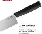 KitchenAid Classic Chef Knife with Custom-Fit Blade Cover, 8-inch, Sharp Kitchen Knife, High-Carbon Japanese Stainless Steel Blade Blade, Black