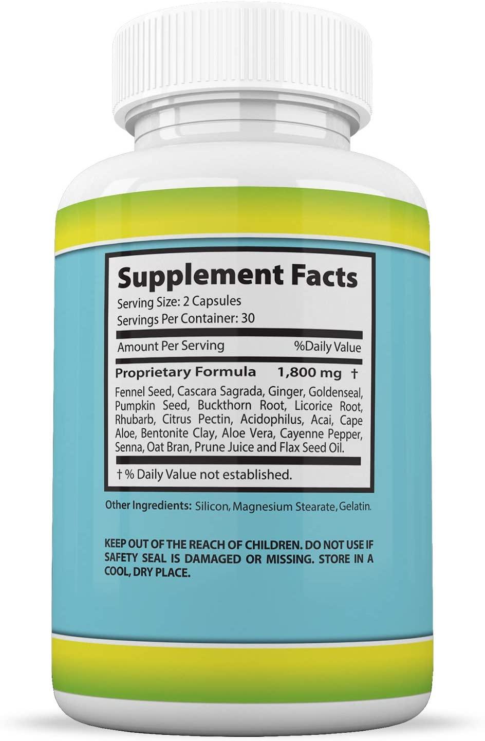 Colon Cleanse 1800 Max Weight Loss Detox Cleanse All Natural with Acai Fruit and Fennel Seeds 60 Capsules Per Bottle 100 Bottles
