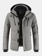 mens winter warm thicken zipper detail solid color hooded down coat