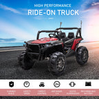 Aosom 12V 2-Seater Kids Electric Ride-On Car Off-Road UTV Truck Toy with Parental Remote Control &amp; 4 Motors, Camo Red