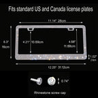 1 Pc Bling  License Plate Frames - Glass Rhinestone Car Tag Holder For Women,Metal Rhinestone Sparkly Car Plate Frame With Bolts,Bling Screws Caps