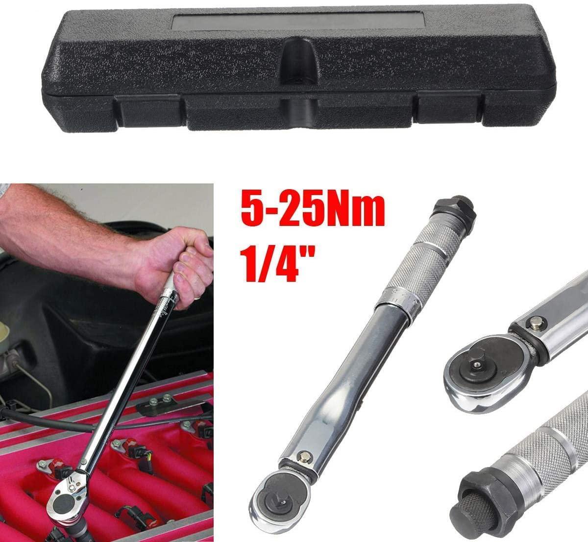 Sturdy 1/4 5-25NM Torque Wrench Adjustable Torque Wrench Hand Spanner for Repairing Tool Hardware Tool Kits Safety
