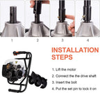 DC HOUSE 52cc 2.4HP Gas Powered Post Hole Digger with Two Earth Auger Drill Bit 6" & 10"Earth Digger EPA Compliant | 2 Packages