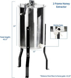 VIVO Honey Extractor 2 Frame  Steel SS Honeycomb Manual Crank Spinner BEE-V002
