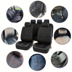 5 Seats PVC Quilted Leather Car Seat Covers, Breathable Faux Leather Auto Front Rear Seat Cushion Covers, Vehicle Seat Protectors Universal For Cars